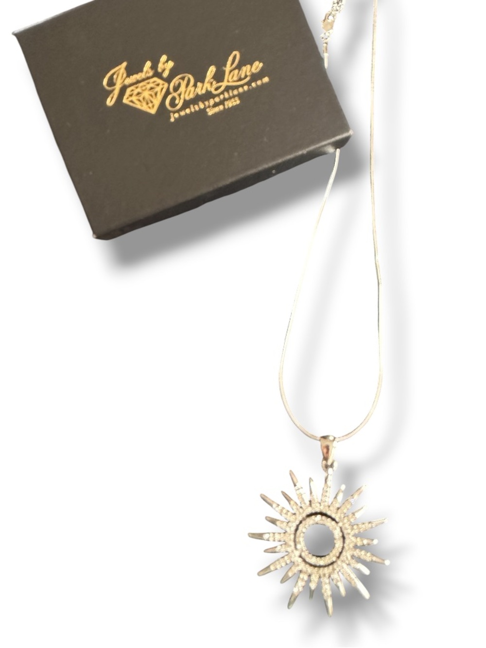 Park Lane Women’s Solara Necklace Silver-Tone Crystal Sunburst Pendant Jewelry